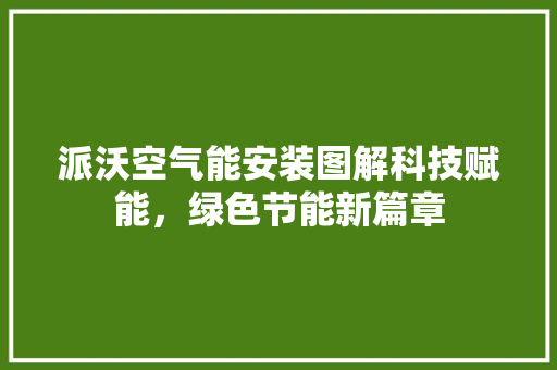 派沃空气能安装图解科技赋能，绿色节能新篇章 综合便民