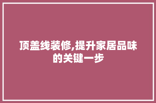 顶盖线装修,提升家居品味的关键一步 顶盖线装修,提升家居品味的关键一步 墙体维修