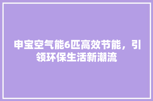 申宝空气能6匹高效节能，引领环保生活新潮流 家电维修