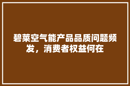 碧莱空气能产品品质问题频发，消费者权益何在 家电维修