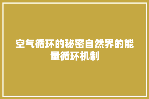 空气循环的秘密自然界的能量循环机制 墙体维修