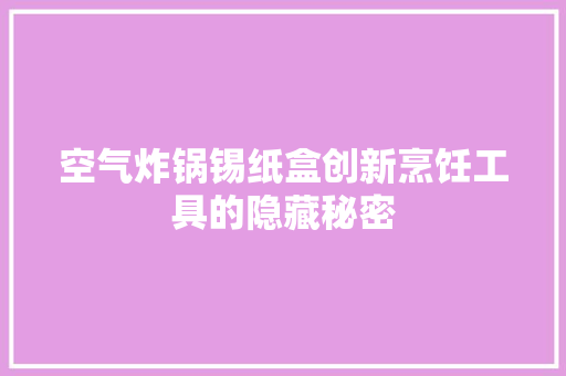 空气炸锅锡纸盒创新烹饪工具的隐藏秘密 家电维修