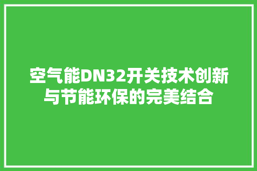 空气能DN32开关技术创新与节能环保的完美结合 厨房维修