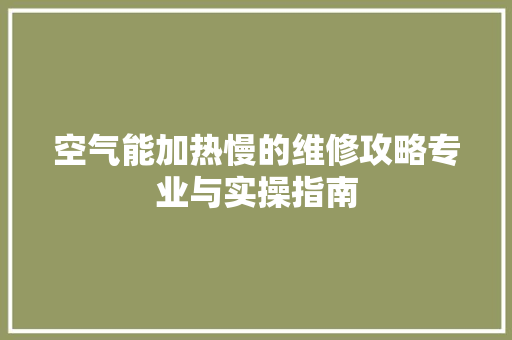 空气能加热慢的维修攻略专业与实操指南 综合便民