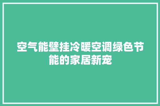 空气能壁挂冷暖空调绿色节能的家居新宠