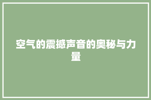 空气的震撼声音的奥秘与力量