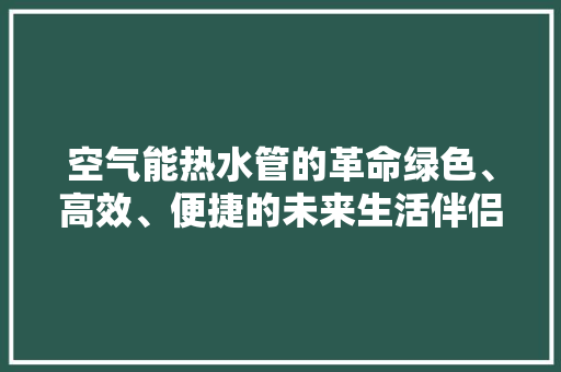 空气能热水管的革命绿色、高效、便捷的未来生活伴侣