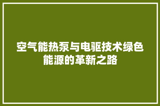空气能热泵与电驱技术绿色能源的革新之路 墙体维修