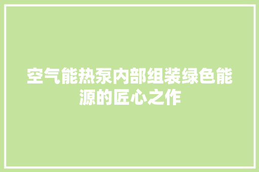 空气能热泵内部组装绿色能源的匠心之作