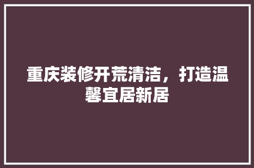 重庆装修开荒清洁，打造温馨宜居新居 重庆装修开荒清洁，打造温馨宜居新居 汽车维修