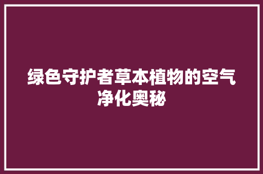 绿色守护者草本植物的空气净化奥秘