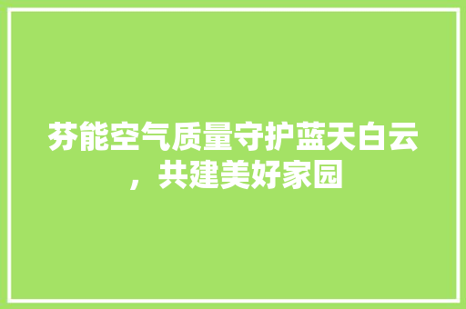 芬能空气质量守护蓝天白云，共建美好家园 家电维修