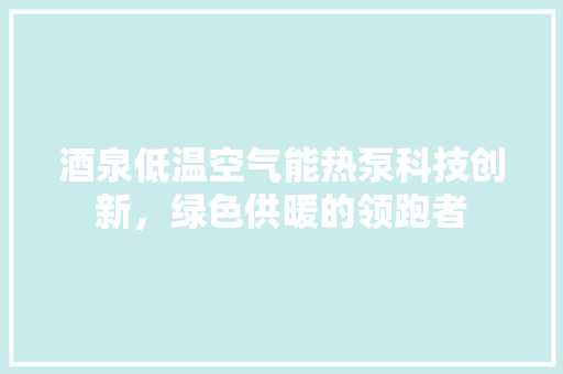 酒泉低温空气能热泵科技创新，绿色供暖的领跑者 厨房维修