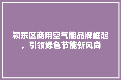 颍东区商用空气能品牌崛起，引领绿色节能新风尚