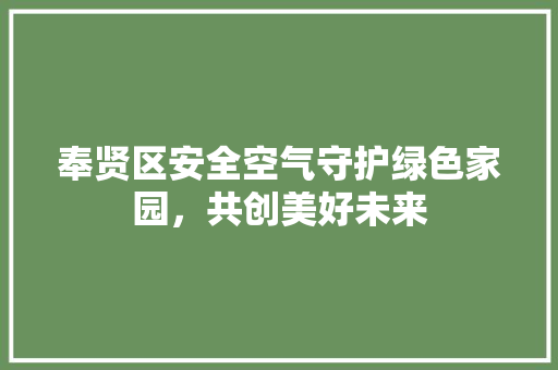 奉贤区安全空气守护绿色家园，共创美好未来