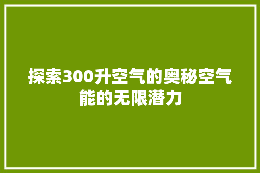 探索300升空气的奥秘空气能的无限潜力 家电维修