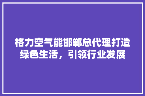 格力空气能邯郸总代理打造绿色生活，引领行业发展
