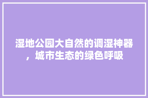 湿地公园大自然的调湿神器，城市生态的绿色呼吸