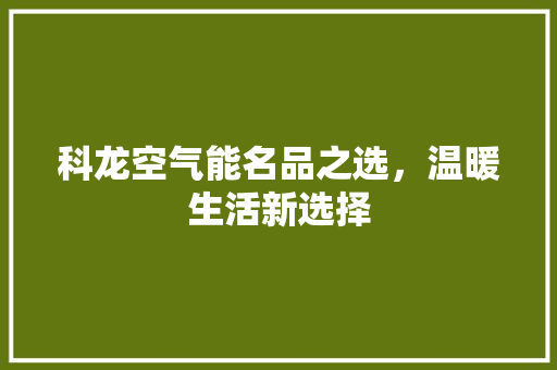 科龙空气能名品之选，温暖生活新选择 综合便民