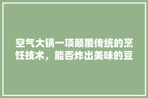 空气大锅一项颠覆传统的烹饪技术，能否炸出美味的豆腐 厨房维修