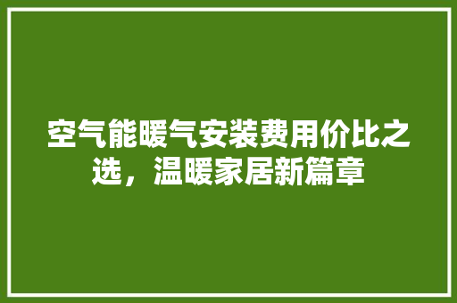 空气能暖气安装费用价比之选，温暖家居新篇章