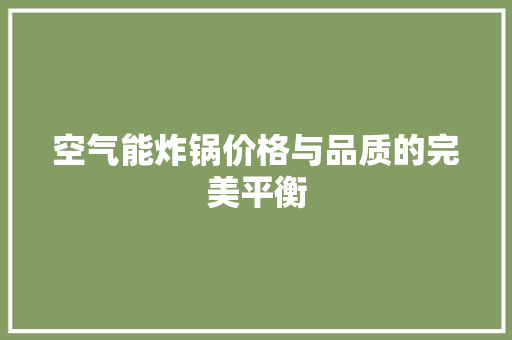 空气能炸锅价格与品质的完美平衡 厨房维修