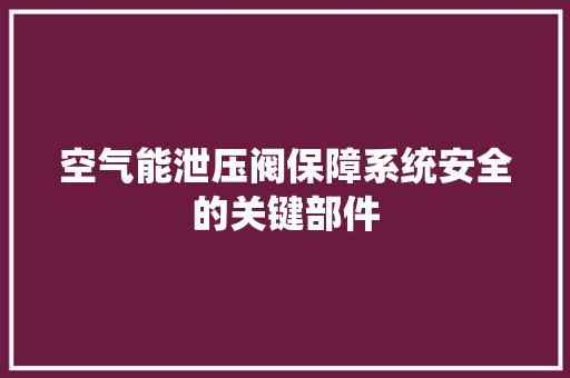 空气能泄压阀保障系统安全的关键部件 家电维修