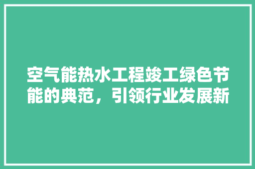 空气能热水工程竣工绿色节能的典范，引领行业发展新潮流 厨房维修