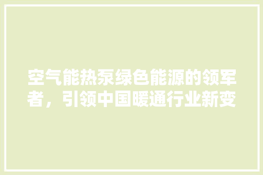 空气能热泵绿色能源的领军者，引领中国暖通行业新变革