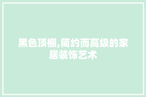 黑色顶棚,简约而高级的家居装饰艺术 黑色顶棚,简约而高级的家居装饰艺术 家电维修