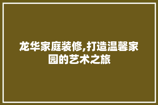 龙华家庭装修,打造温馨家园的艺术之旅 龙华家庭装修,打造温馨家园的艺术之旅 家电维修