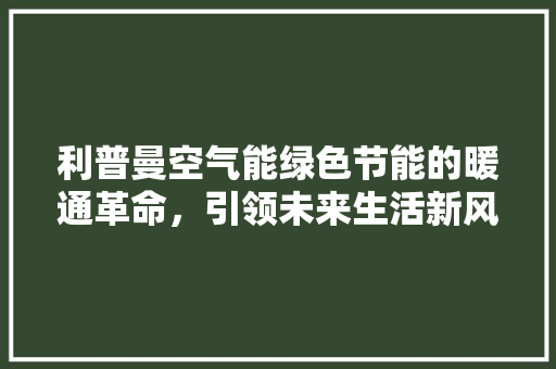 利普曼空气能绿色节能的暖通革命，引领未来生活新风尚