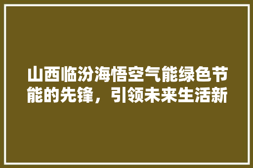 山西临汾海悟空气能绿色节能的先锋，引领未来生活新风尚