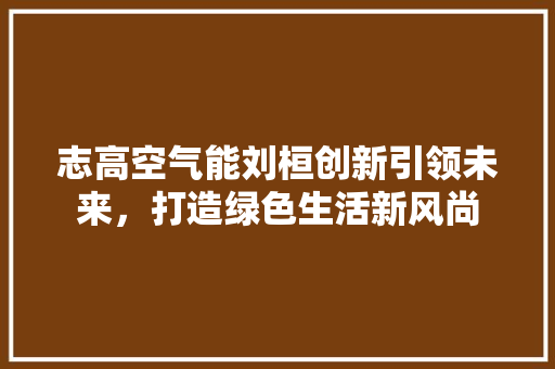 志高空气能刘桓创新引领未来，打造绿色生活新风尚 家电维修