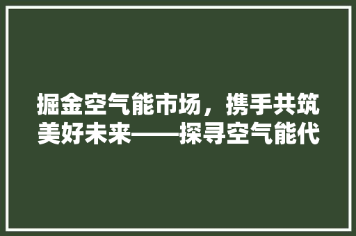 掘金空气能市场，携手共筑美好未来——探寻空气能代理商的机遇与挑战