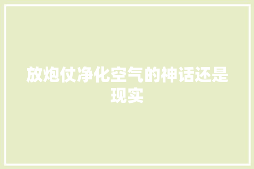 放炮仗净化空气的神话还是现实