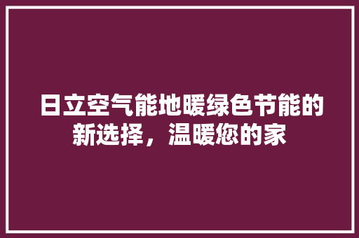 日立空气能地暖绿色节能的新选择，温暖您的家