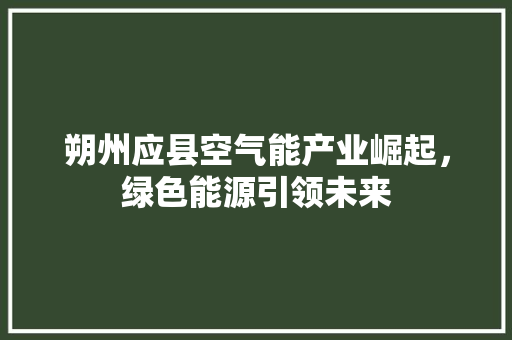 朔州应县空气能产业崛起，绿色能源引领未来 厨房维修