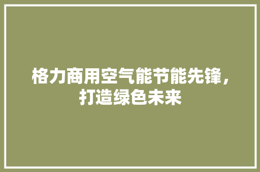 格力商用空气能节能先锋，打造绿色未来