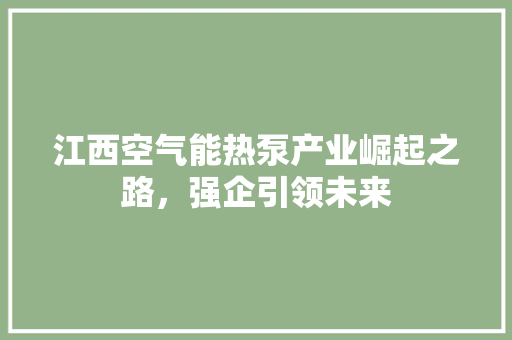 江西空气能热泵产业崛起之路，强企引领未来