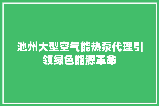 池州大型空气能热泵代理引领绿色能源革命
