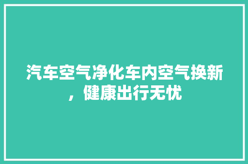汽车空气净化车内空气换新，健康出行无忧