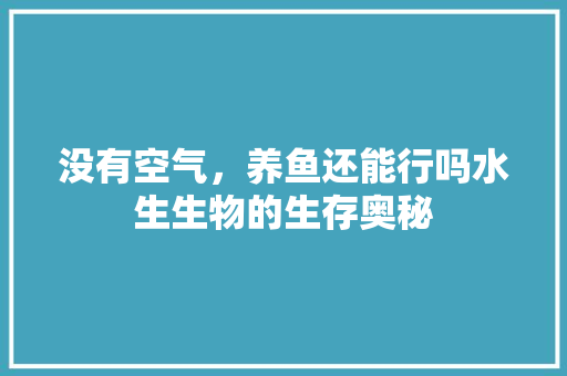 没有空气，养鱼还能行吗水生生物的生存奥秘