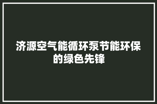 济源空气能循环泵节能环保的绿色先锋