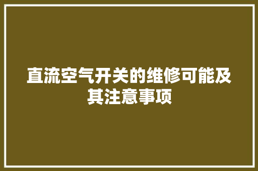 直流空气开关的维修可能及其注意事项