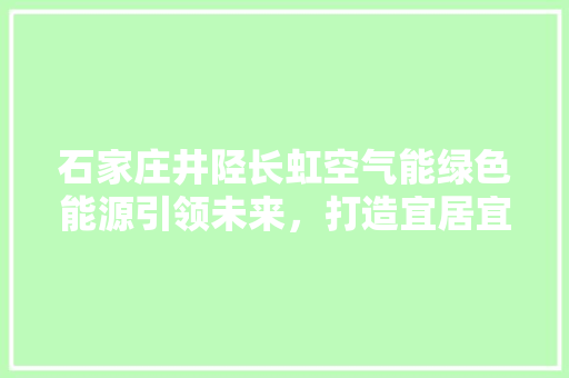 石家庄井陉长虹空气能绿色能源引领未来，打造宜居宜业新生态 厨房维修