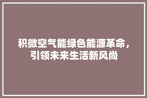 积微空气能绿色能源革命，引领未来生活新风尚 墙体维修