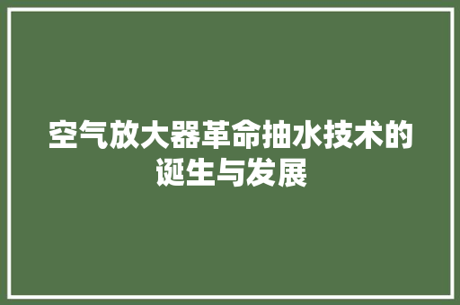 空气放大器革命抽水技术的诞生与发展