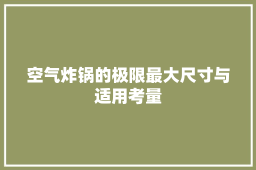 空气炸锅的极限最大尺寸与适用考量
