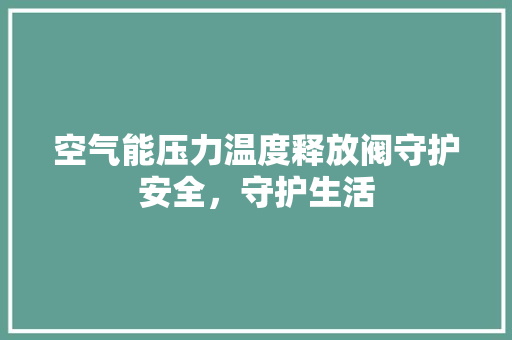空气能压力温度释放阀守护安全，守护生活